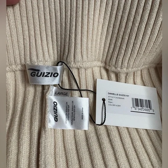 NWT GUIZIO- Thalia Rib Lounge Pants in Color Ivory. Size L - Picture 6 of 9